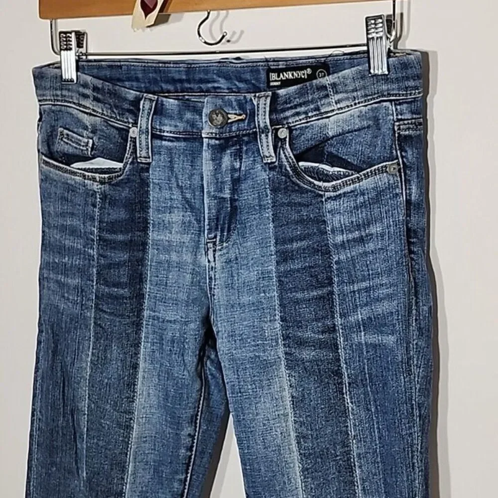 [BLANKNYC] Womens Stretch Skinny Jeans Two Toned Blue Denim Mid Rise 27 Raw Hem